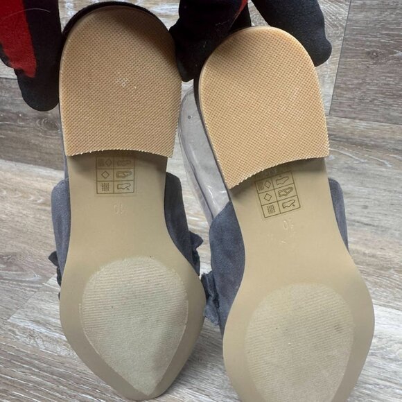 Journee Collection Kessie Gray Faux Suede Mules Women's Size 10 - Picture 4 of 7